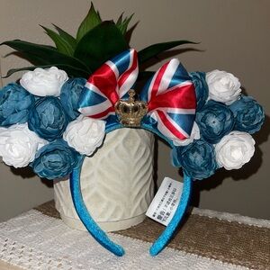 Disney United Kingdom Blue and White Floral Minnie Ears